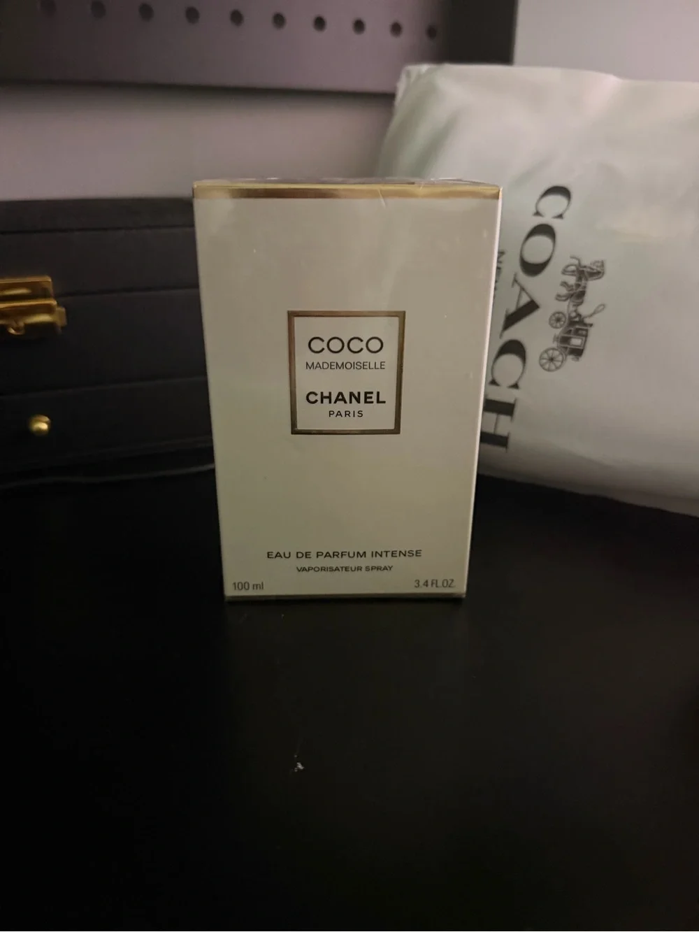 Coach White and Gold Travel Pouch with Logo
